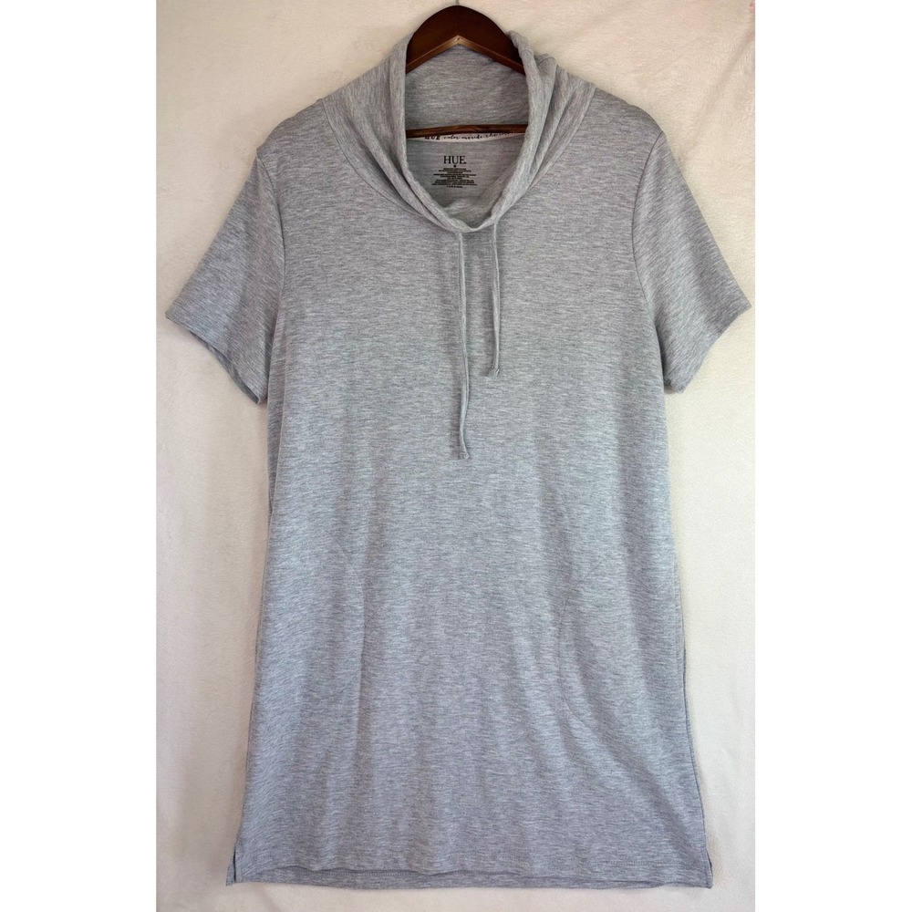 LOUNGEWEAR DRESS Short Sleeve Grey Sweat Cowl Funnel Lounge Gray Pockets Soft